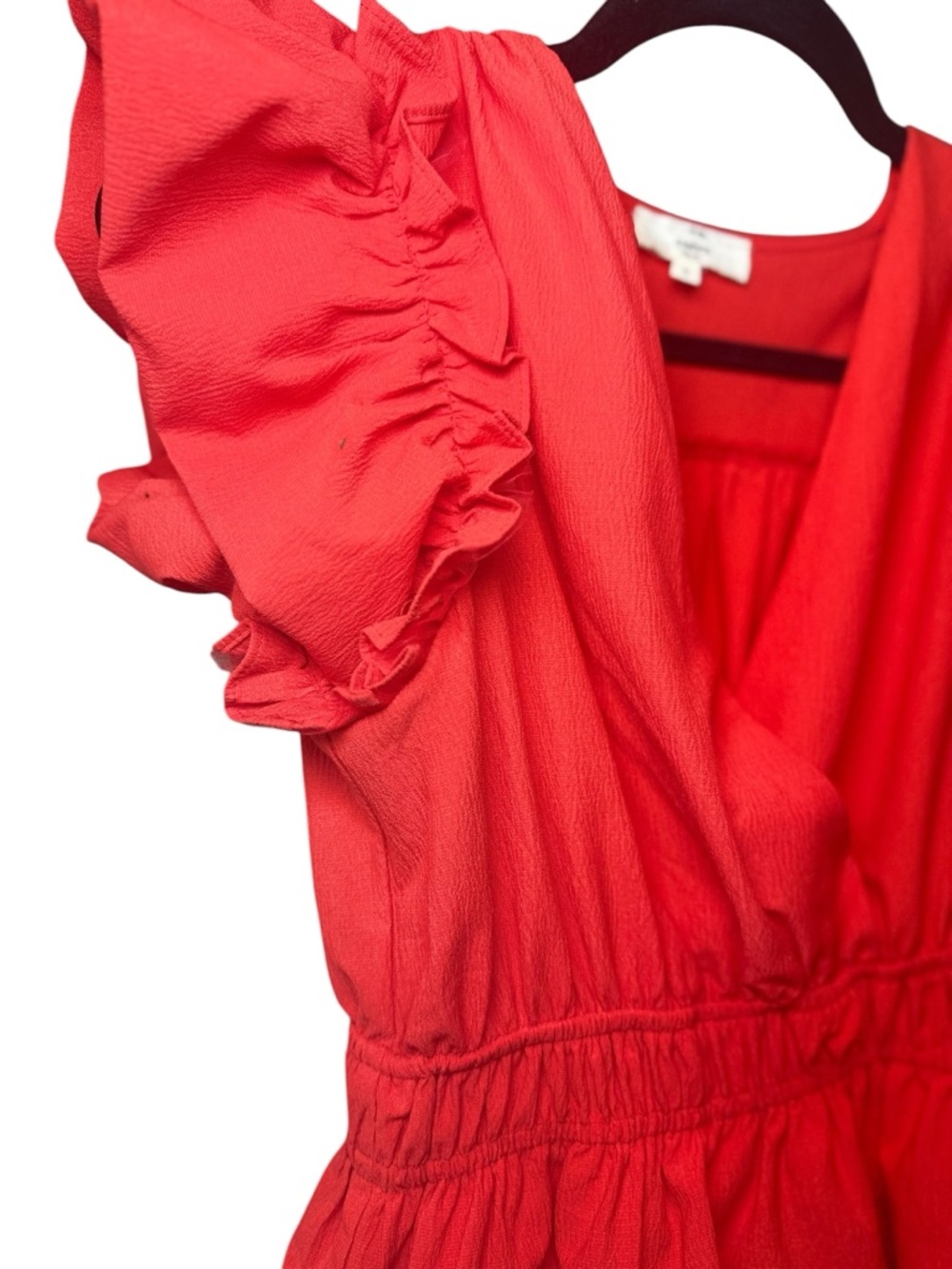 Boutique Ruffle Tiered red flutter sleeve mini dress Size Small